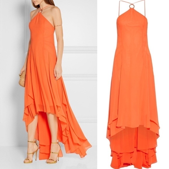 Halston Halter Georgette Gown 0 - Picture 1 of 9